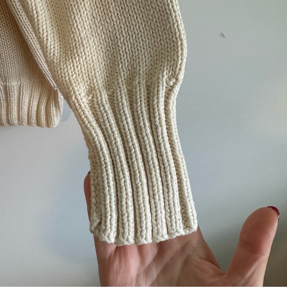 Vintage Ralph Lauren Polo Country cream American Flag knit crewneck sweater M - Picture 5 of 8